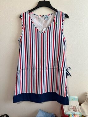 Southern Tatters Striped Sleeveless Tunic Dress in Red, Navy & Light Blue